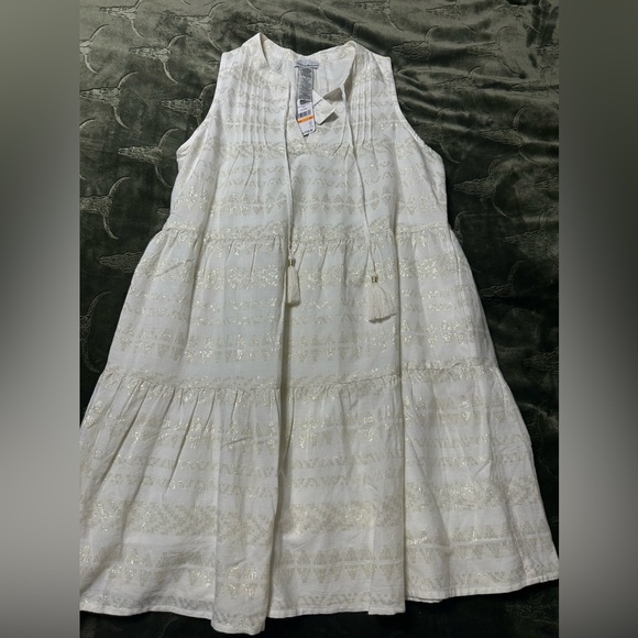 Tommy Bahama Dresses & Skirts - White Sleeveless Dress with Gold Accents